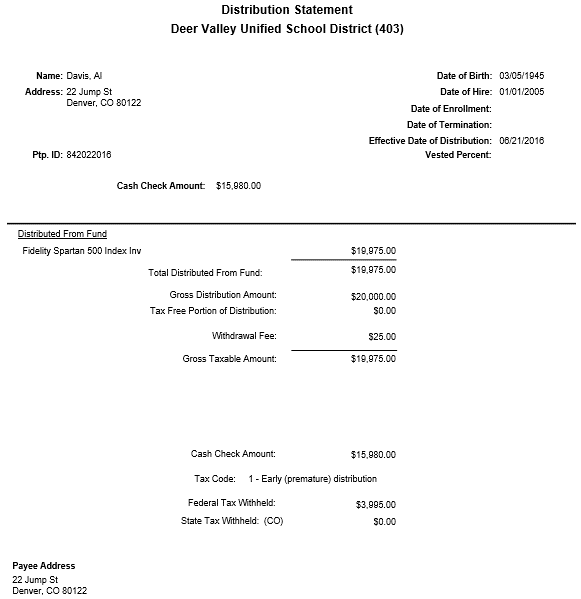 Withdrawal Statements